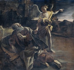 Der Prophet Elia wird in der Wüste von einem Engel geweckt
