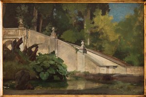 Treppe mit Teich