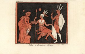 Griechische Krieger in Helmen, Rüstungen und Labarum-Standarten von Giovanni Paglianti