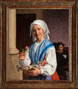 Mädchen mit einem Korb im Billardzimmer von Giovanni Pagliarini