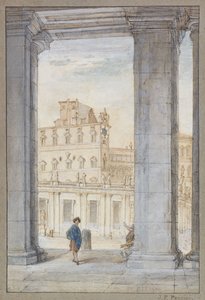 Eine Ansicht des Petersplatzes unter Berninis Kolonnaden, der Sixtinischen Kapelle und des Papstpalastes dahinter von Giovanni Paolo Pannini