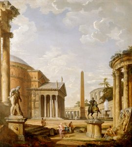 Capriccio römischer Ruinen mit dem Pantheon von Giovanni Paolo Pannini
