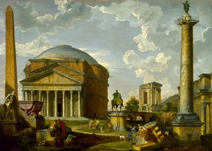 Fantasieansicht mit dem Pantheon und anderen Monumenten des antiken Rom