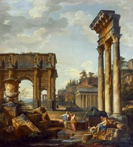 Römische Landschaft mit dem Konstantinsbogen von Giovanni Paolo Pannini