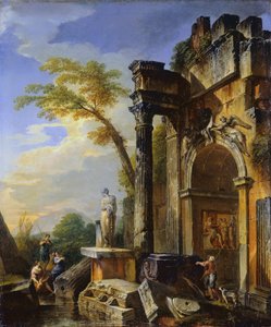 Ruinen eines Triumphbogens in der römischen Campagna, 1717-1719