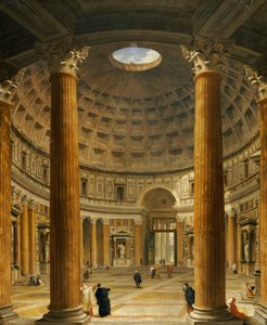 Das Innere des Pantheon in Rom, Blick nach Norden vom Hauptaltar zum Eingang, 1732 von Giovanni Paolo Pannini
