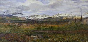 Landschaft auf Maloja oder Rückkehr in seine Heimatstadt von Giovanni Segantini