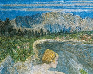 Liebe am Brunnen des Lebens oder Liebende an den Quellen des Lebens, von Giovanni Segantini (Detail) von Giovanni Segantini