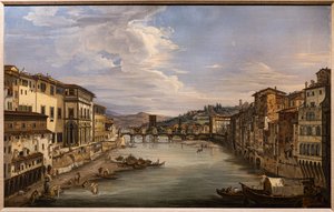 Blick auf den Arno von der Ponte Vecchio zur Alle Grazie Brücke