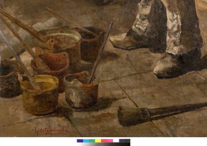 Ich bin auch ein Maler oder Dilettant oder Das Atelier des Malers, 1885 (Detail) von Giovanni Sottocornola