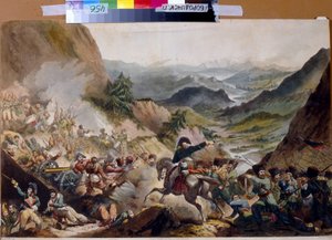 Prinz Pjotr Iwanowitsch Bagration führt die Kosaken zum Angriff in den Alpen von Giovanni Vendramini