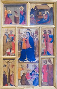 Jungfrau Maria und Kind mit Heiligen und Szenen aus dem Leben Christi von Giovanni da Milano