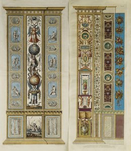Arabeske Dekorationen in der Vatikanischen Loggia (farbige Gravur)