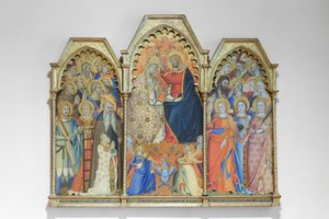 Krönung der Jungfrau und Heiligen, Ende des 14. Jahrhunderts von Giovanni del Biondo dal Casentino