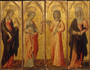 Heilige Katharina von Alexandria, Barbara, Agatha und Margareta, ca. 1470