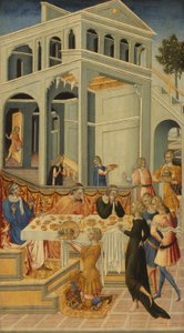 Der Kopf des Heiligen Johannes des Täufers vor Herodes gebracht von Giovanni di Paolo
