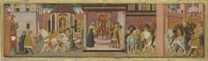 Die Geschichte von Trajan und der Witwe, Tafel von einer Cassone, ca. 1450 von Giovanni di Ser Giovanni Scheggia