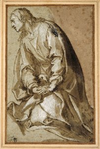 Ein junger Heiliger kniet im Gebet von Girolamo (circle of) Muziano