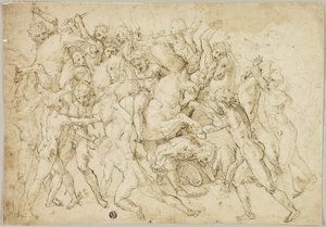 Schlacht zwischen Kavallerie und Fußsoldaten von Girolamo Genga