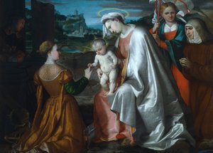 Mystische Hochzeit der Heiligen Katharina in Anwesenheit der Heiligen Ursula, Laurentius und Angela Merici