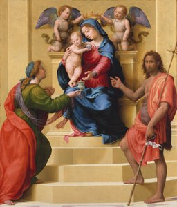 Madonna und Kind auf dem Thron mit den Heiligen Maria Magdalena und Johannes dem Täufer