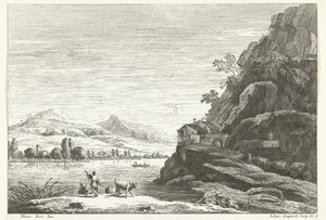 Flusslandschaft mit Haus an Felsen von Giuliano Giampiccoli