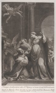 Der heilige Joseph bittet die Jungfrau um Verzeihung, weil er daran gedacht hatte, sie zu verlassen, 1760-1800 von Giuliano Traballesi
