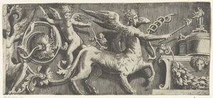 Fries mit Sphinx und Putto am Altar von Giulio Bonasone