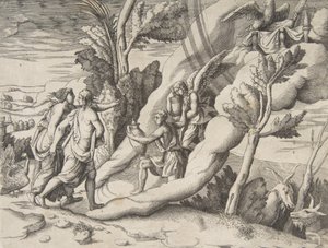 Jupiter und Juno werden im Himmel von Ganymed und Hebe empfangen, aus der 