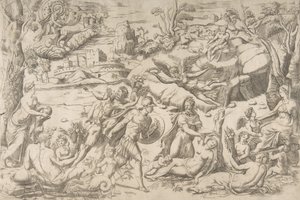 Mars und Rhea Silvia von Giulio Bonasone