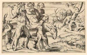 Silenus reitet auf einem Esel