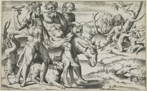 Silenus reitet auf einem Esel