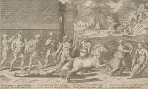 Der Kampf von Hector und Achilles, und Achilles, der den Körper von Hector umherzieht, 1531-76