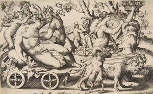 Triumph des Bacchus, der links auf einem Wagen sitzt (1531-76) von Giulio Bonasone