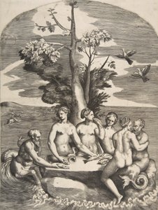 Zwei Meeresgötter begleitet von vier Nymphen, 1531-76