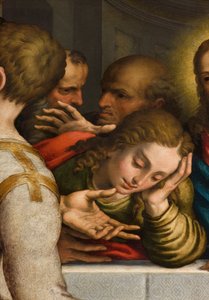 Kapelle des Heiligen Sakraments, zweites nördliches Joch, Giulio Campi, Das letzte Abendmahl (Detail) 1569 von Giulio Campi