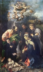 Die Geburt Christi mit den Heiligen Matthias, Antonius von Padua, dem seligen Albert von Villa d