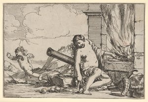 Feuer, dargestellt durch Venus vor der Schmiede des Vulkan