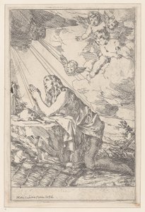 Die reuige Heilige Maria Magdalena, kniend vor einem Schädel und Knochen, 1640-60