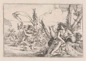 Wasser, dargestellt durch eine Najade, die am Fuße eines Baumes sitzt, 1640-60 von Giulio Carpioni