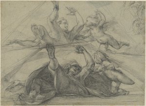 Deckenstudien eines Propheten und eines Putto von unten gesehen