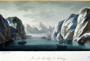 Südliche Bucht in Spitzbergen, Norwegen - in „Das alte und moderne Kostüm“ von Jules Ferrario, Hrsg. Mailand von Giulio Ferrario