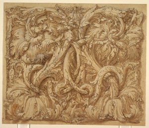 Entwurf für Akanthus-Ranken mit Tieren und Vögeln