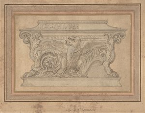Entwurf für einen Sarg mit dem Gonzaga-Adler, ca. 1527-46 von Giulio Romano