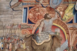 Flämischer Wandteppich. Serie Die Taten des Scipio. Die Schlacht bei Zama. Zeichner Giulio Romano. Atelier von Balthasar van Vlierden (?), Brüssel. 1523-1532. (Detail)