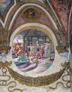 Eines der Fresken aus der Kammer der Winde oder des Tierkreises von Giulio Romano
