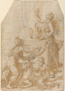 Das Opfer einer Ziege für Jupiter von Giulio Romano