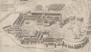 Speculum Romanae Magnificentiae: Vogelperspektive des Hafens von Rom von Giulio de Musi