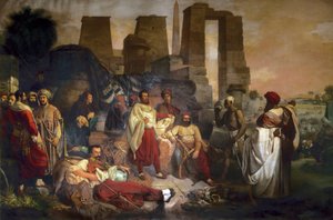 Ägyptologe Jean Francois Champollion, umgeben von Ippolito Rosellini und Gaetano Rossellini