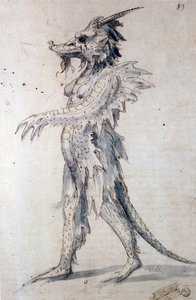 Kostümentwurf für ein Drachenkostüm, 16. Jahrhundert von Giuseppe Arcimboldi
